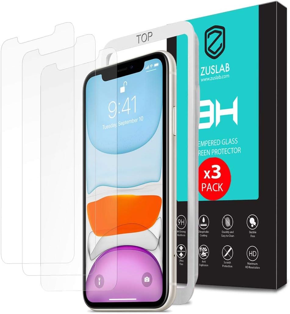 [3 Pack] ZUSLAB Tempered Glass Screen Protector with Installation
