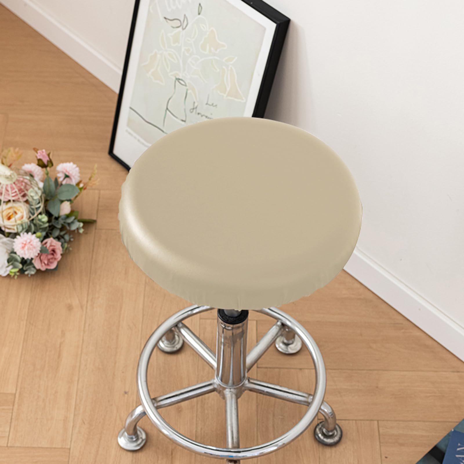Housse de coussin de chaise ronde imperméable en PU pour tabouret de cuisine