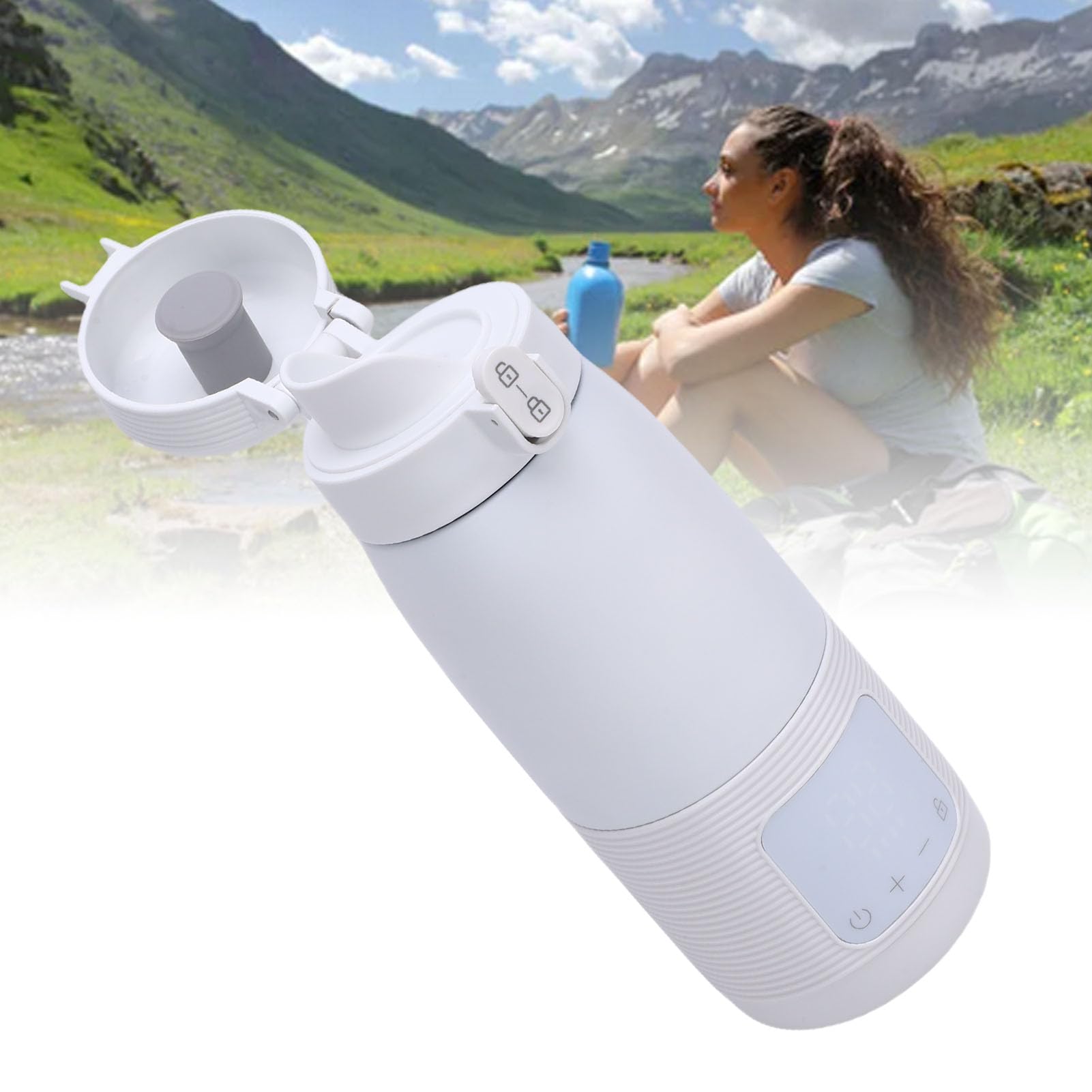 RiToEasysports Calentador de Biberones Portátil, Calentador de Biberones de Viaje Inalámbrico, Control de Temperatura de 37 ℃ a 55 ℃ con Batería Recargable para Picnics de Camping, (350 ml, 4400 mAh)
