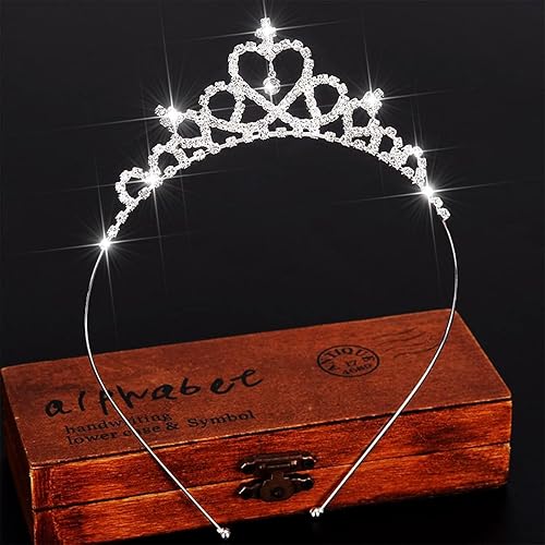 Miniatura 2 de Gortin Corona de tiara de cristal para niñas, corona de princesa plateada para fiesta de cumpleaños, diadema de diamantes de imitación, tocados de