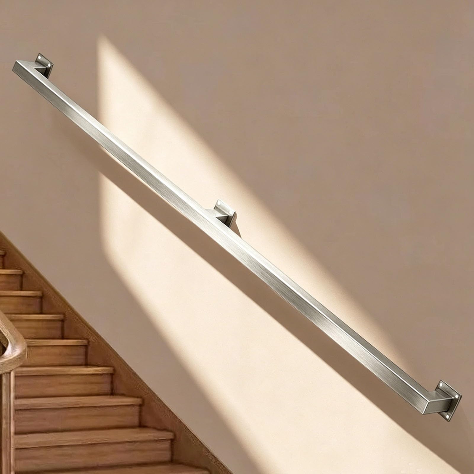 Junvstor 1m 1.5m 2m 2.5m 3m 3.5m 4m 5m 6m Hand Rails for Indoor Stairs And Outdoor Steps, Staircase Banister Handrails Wall Mount Stair Railing Grab Bar, Loft Stair Rails(13.1ft/400cm)