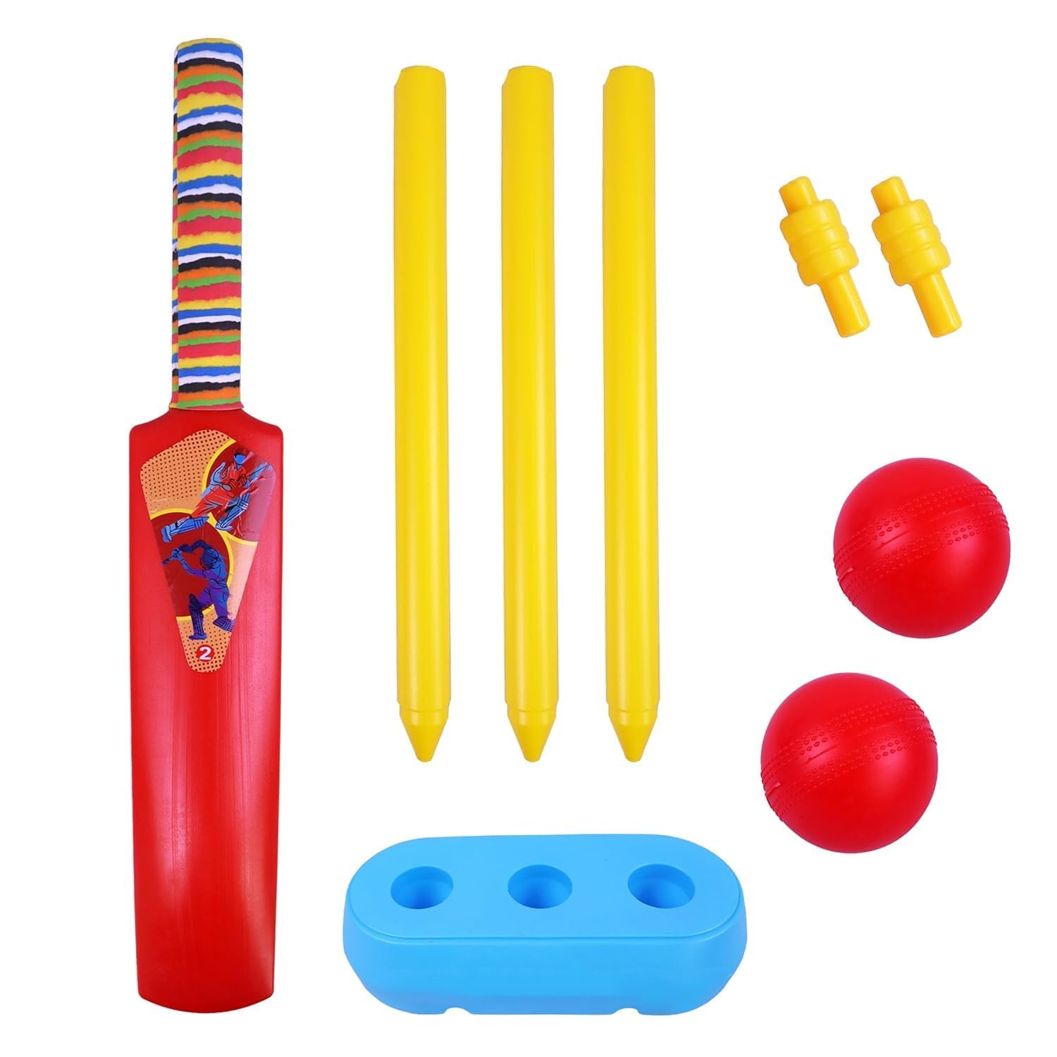 Junior Plastic Cricket Set with Bat, Stump, Bails, Ball & Stump Holder Outdoor and Indoor Sports Game Toy for 2 to 4 Year for Kids Physical Activity -BAT-Ball-image-32