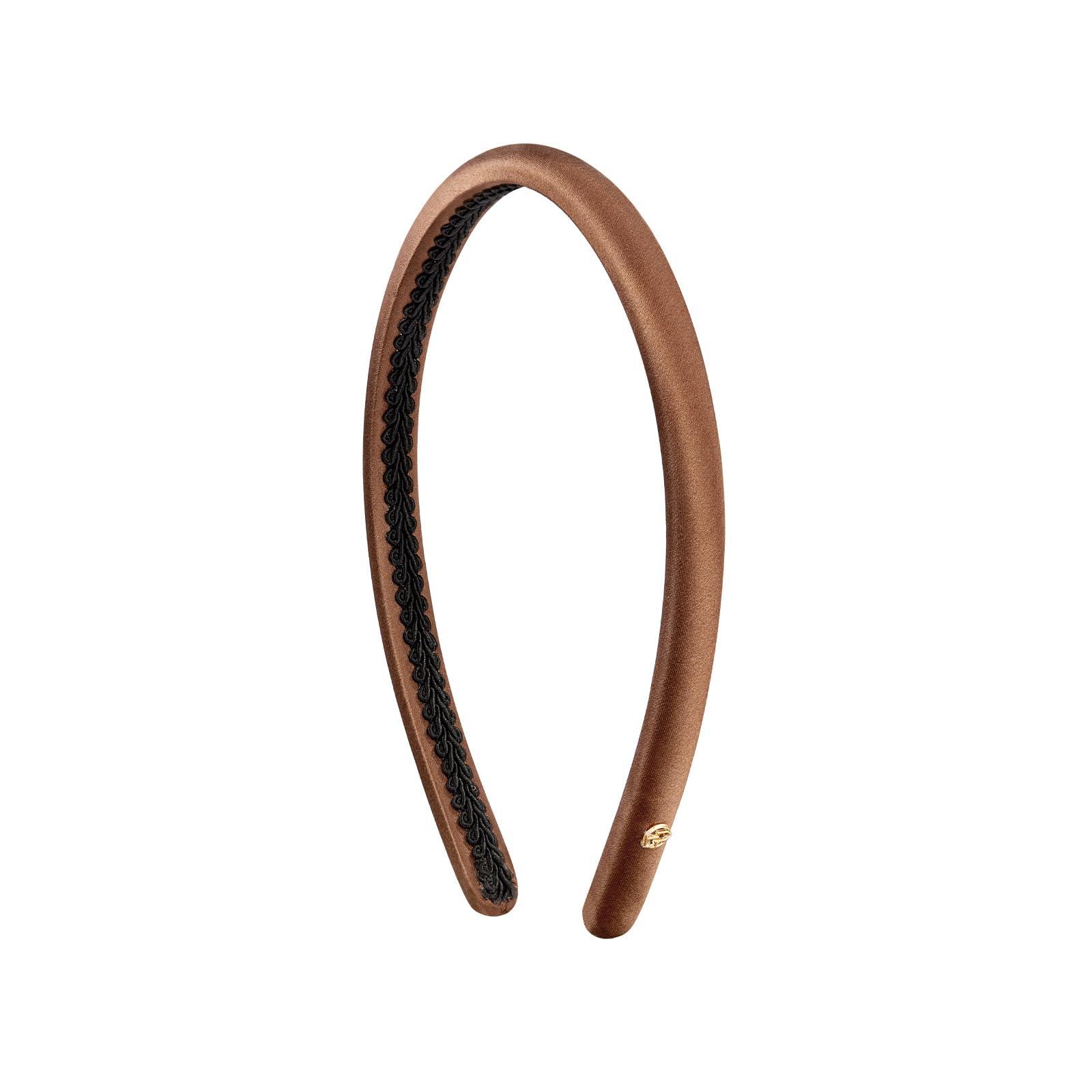 EVITA PERONISilk Headband for Women - Thin, Satin, Non-Slip and Comfortable - Brown