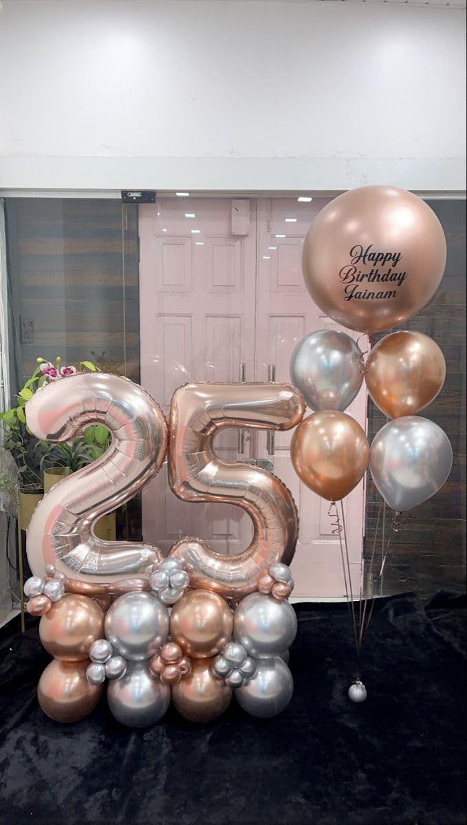 27 Luftballons Zahl, Zahl 27 Luftballons, 27 Rosegold Happy Birthday für Mädchen Jungen, 40 In Big Foil Mylar 27th Ballon für Verlobung, Hochzeit, Feier, Abschlussfeiern, Fotoshooting