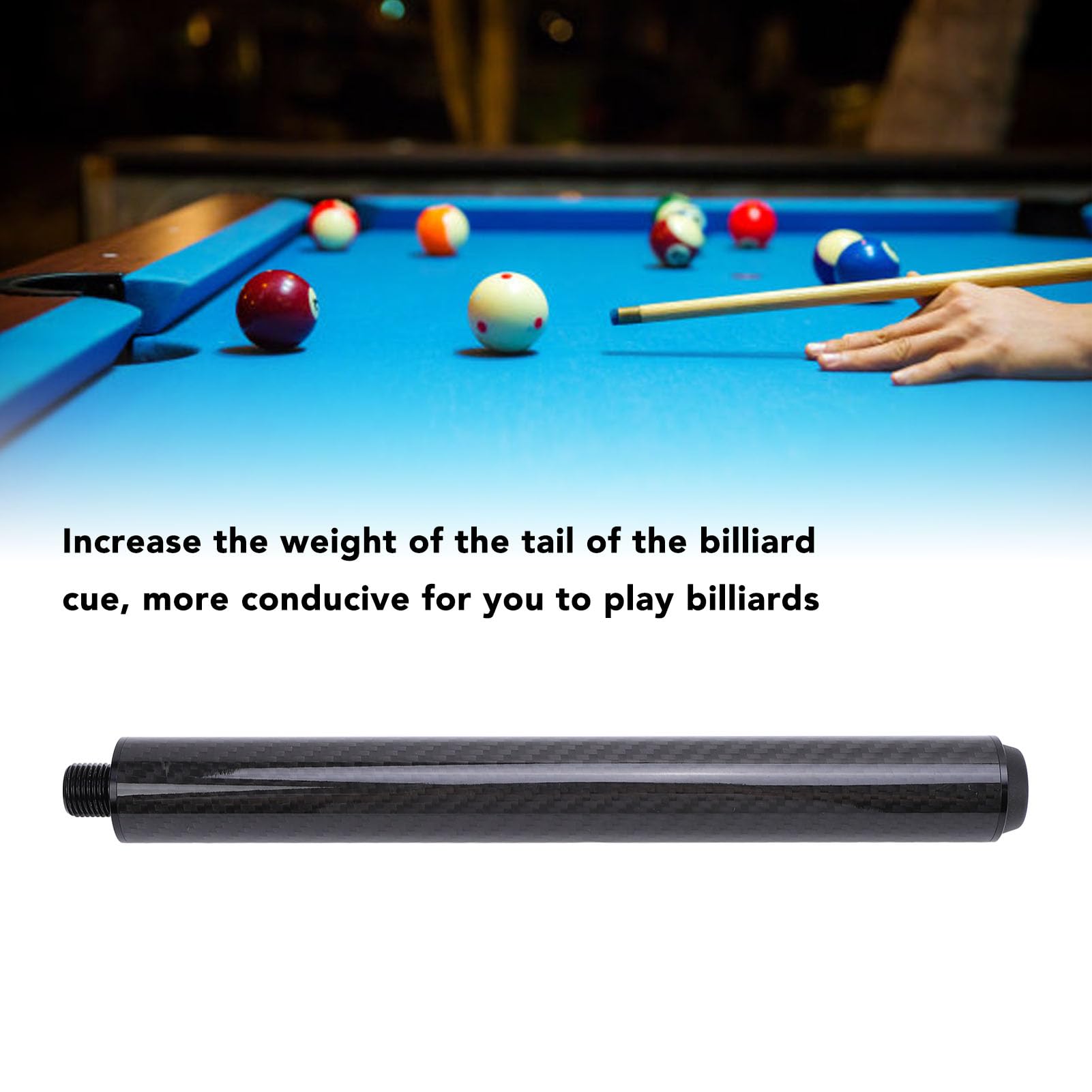 MOTOULAX Pool Cue Extension 10 Inch Carbon Fiber Billiard Pool Cue Extender with Bumper for Cues