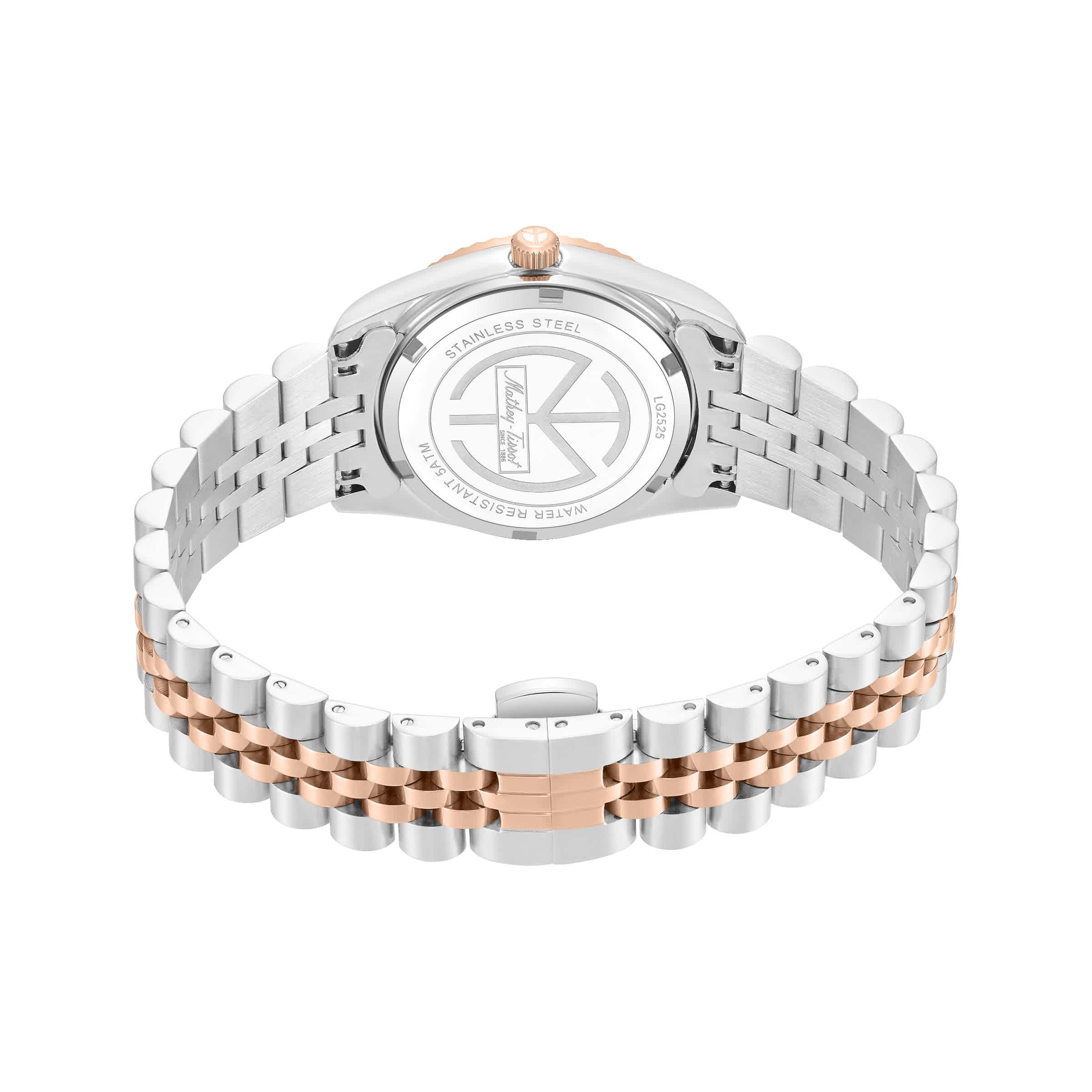 Mathey-Tissot Reloj de cuarzo blanco con esfera de nácar para mujer H250954A-C