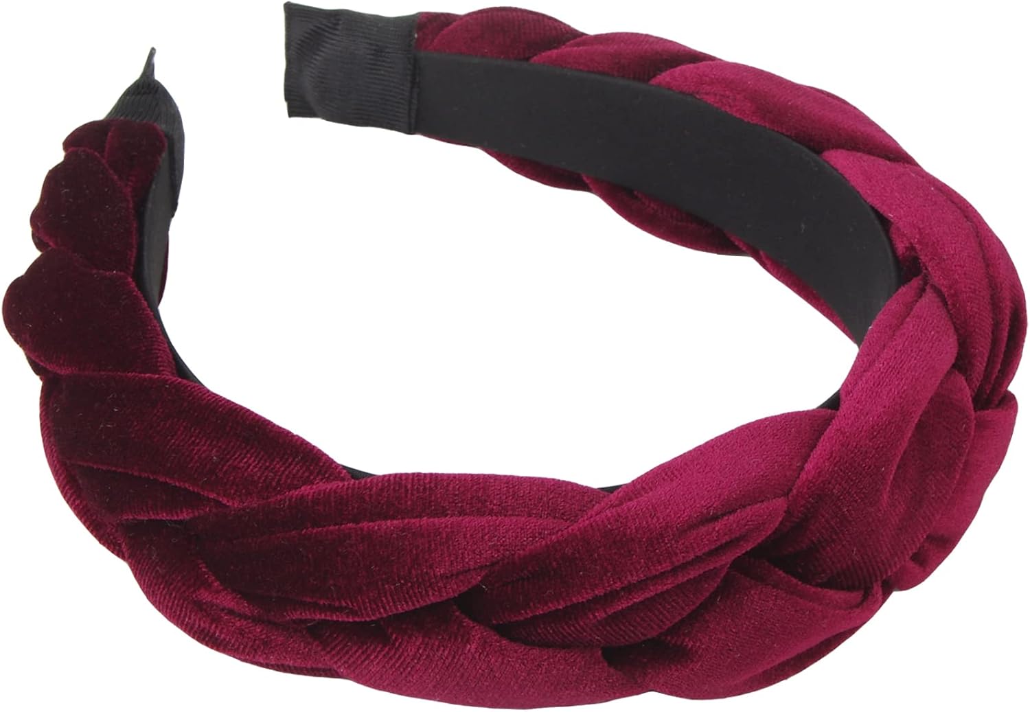 RINVEE Headbands for Women Velvet Braided Headbands Fashion Hairband Criss Cross Hair Accessories, Wine Red