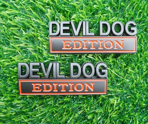 Image of 2pc Devil Dog Edition Emblem 3D Dog Edition Fender Tailgate Badges Bumper Decal Sticker Nameplate for Universal Vehicle, Car, Truck, SUV Motorcycle Accessories Decoration (Black Red)