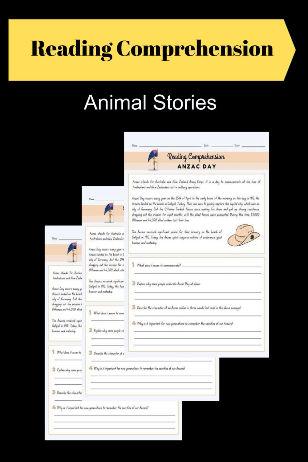Engaging Animal Stories: Reading Comprehension Activities for 3rd Grade - English Worksheets with Questions