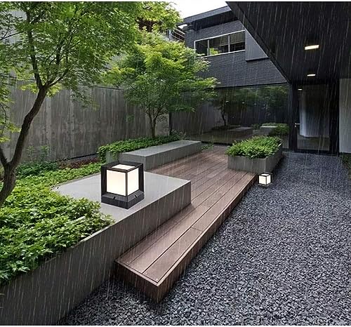 Image of SINOMAN Metal and Glass Unbreakable Gate Light for Home Gate Waterproof | Lamps for Main | Outdoor Garden Light | Pillar Lights (GL Sqaure, Pack of 2)