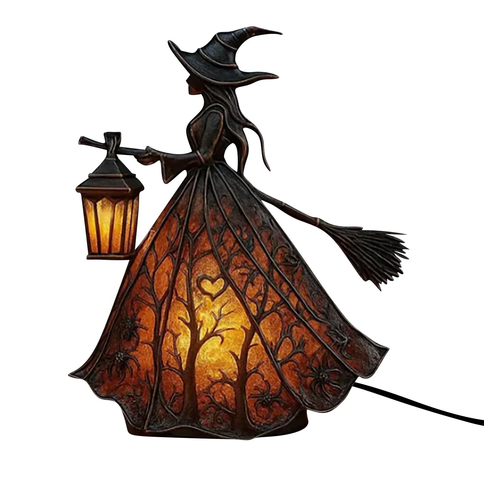 Halloween Witch Lamp, Stained Gothic Witch Hat Led Lamp, Spooky Decorative Standing Night Light, Unique Halloween Party Lighting Decorations Indoor — image 1