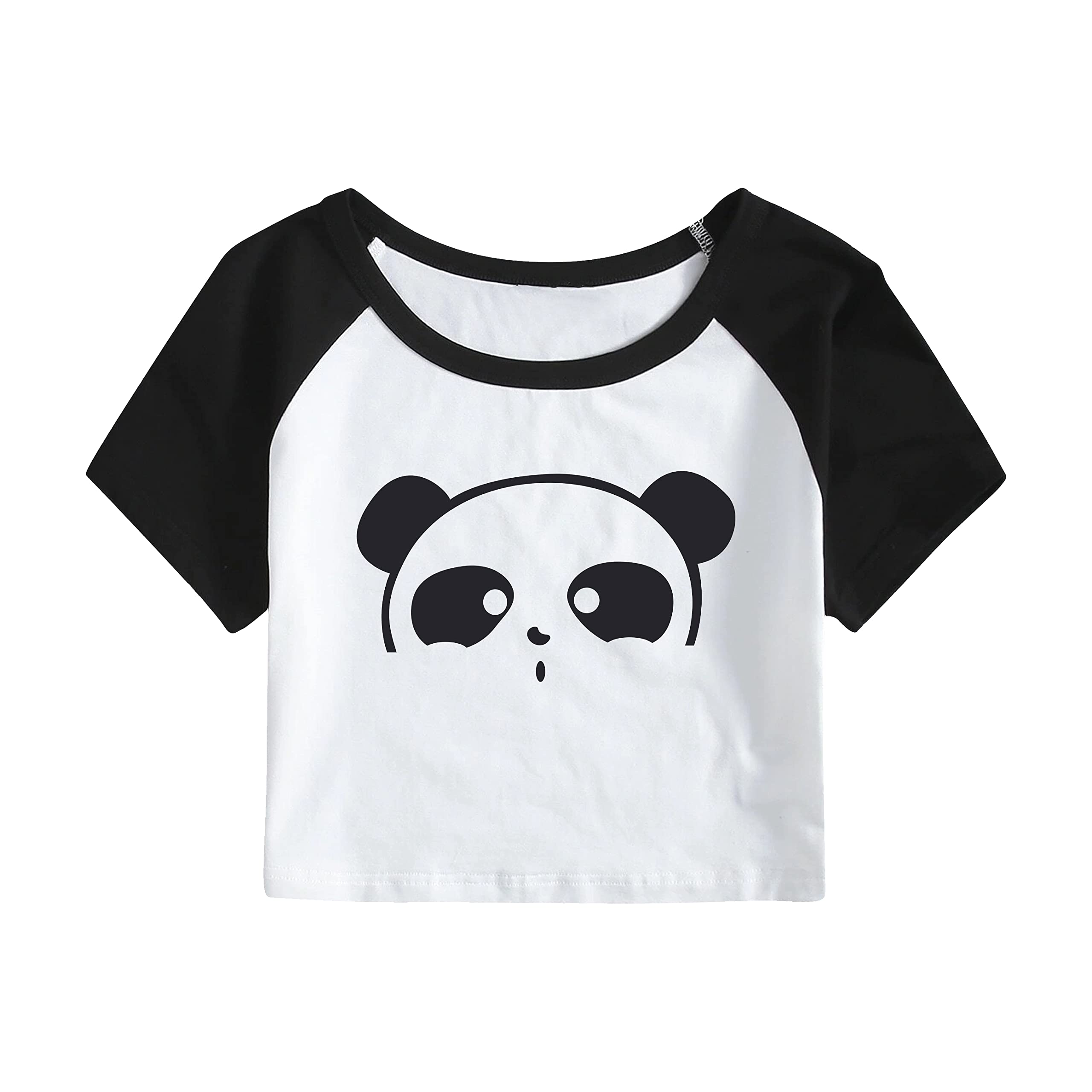 Jasan Apparels Panda Printed CropTop for Women | Half Sleeve Ragaln Crop Tops