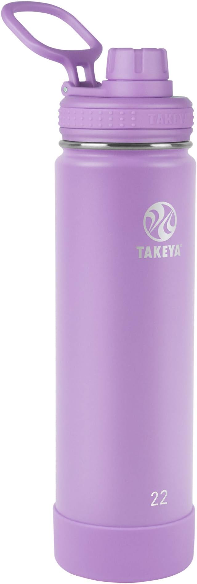 Actives Stainless Steel Water Bottle, Insulated Spout Lid, Keeps Drinks Cold 24 Hrs, Leakproof, Durable, Dishwasher Safe, Ideal for Gym, Travel, Fits Most Cup Holders, 22 oz/Lilac