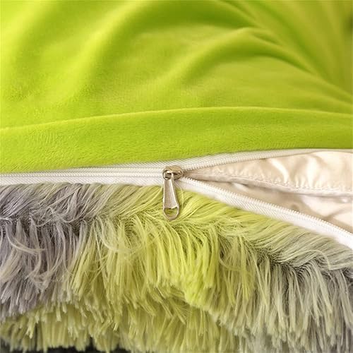 Miniatura 8 de chovy Funda de edredón colorida de piel sintética teñida verde, gris y negro, tamaño Queen, juego de cama de 3 piezas, ultra suave, franela de felpa