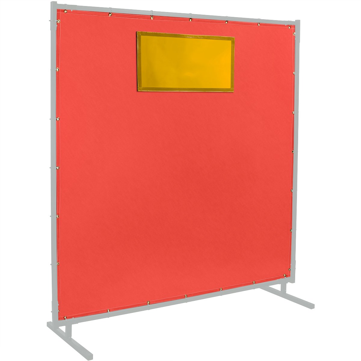Steiner 384-334-6X6 Protect-O-Screen HD Weld-View 16-Ounce Glass Curtain with ArcView Flame Retardant Yellow Tinted Viewing Window, Red, 6' x 6'