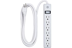 GE 8Ft Indoor Extension Cord with 6 AC Outlets: Reliable Power Expansion...