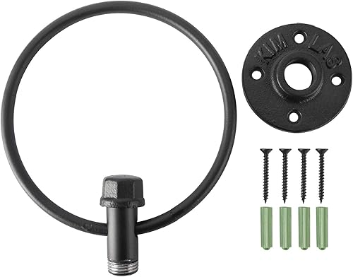 Miniatura 4 de HighFree Anillo de toalla industrial, soporte para toalla de mano de tubería de granja, accesorios de baño montados en la pared negro mate, anillo
