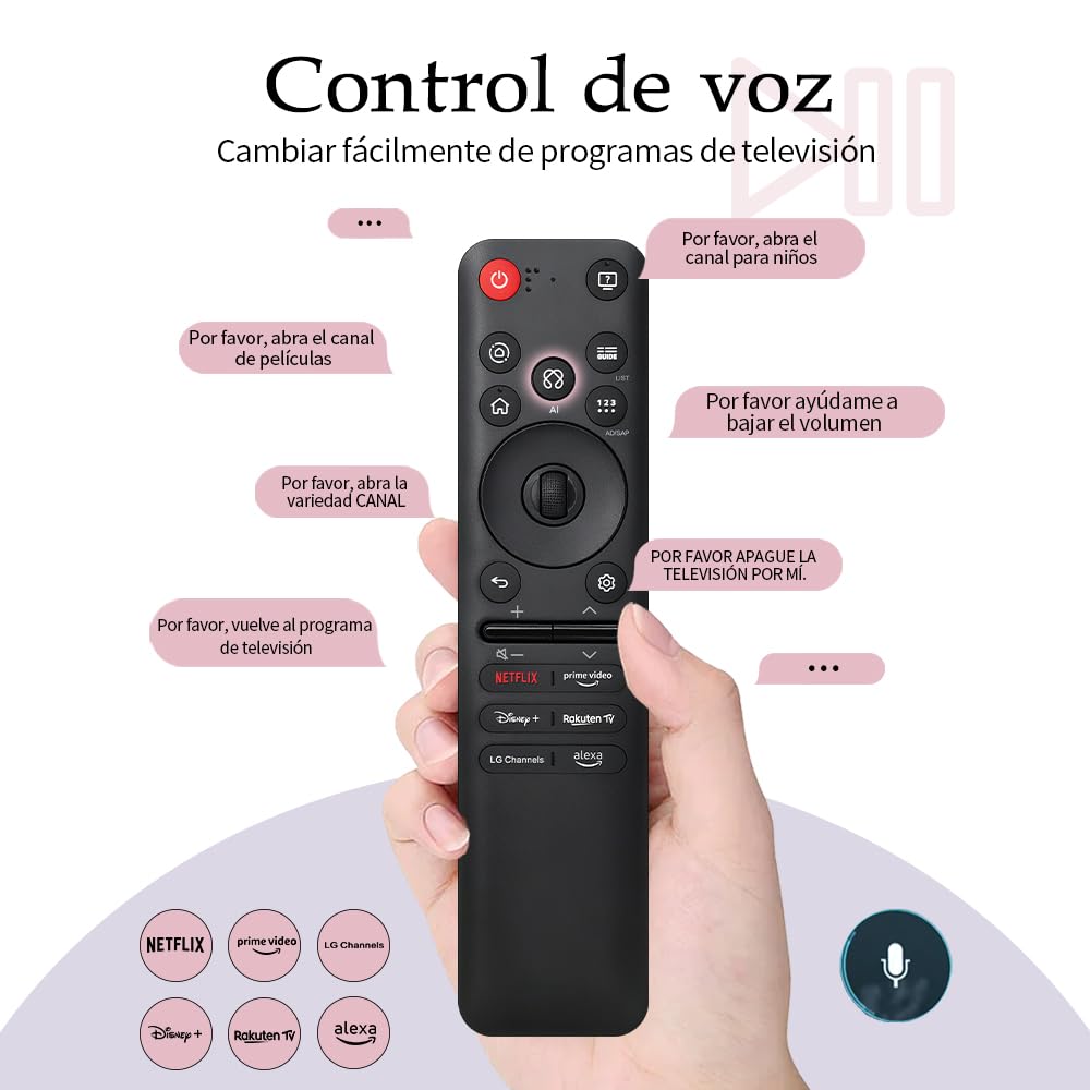 AKB76046603 Mando Mágico por Voz MR25GA para TV de LG Serie 2025 OLED G5/C5/B5, QNED 92A/85A/80A, UA77 - Control por Voz con Puntero, Compatible con MR25GA/24GA/23GA/22GA/21GA/20GA — view 5