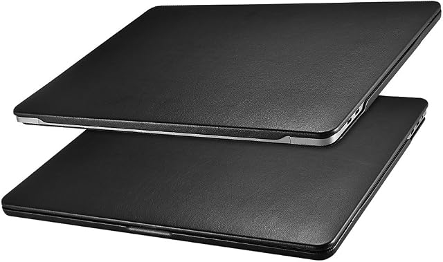 Leather Case for Macbook Air 13 2020 2019 2018 Case, ICARER Premium Leather Utra Slim Protective Case Cover Shell for Macbook Air 13 inch Model: A2337 M1/A2179/A1932-Black