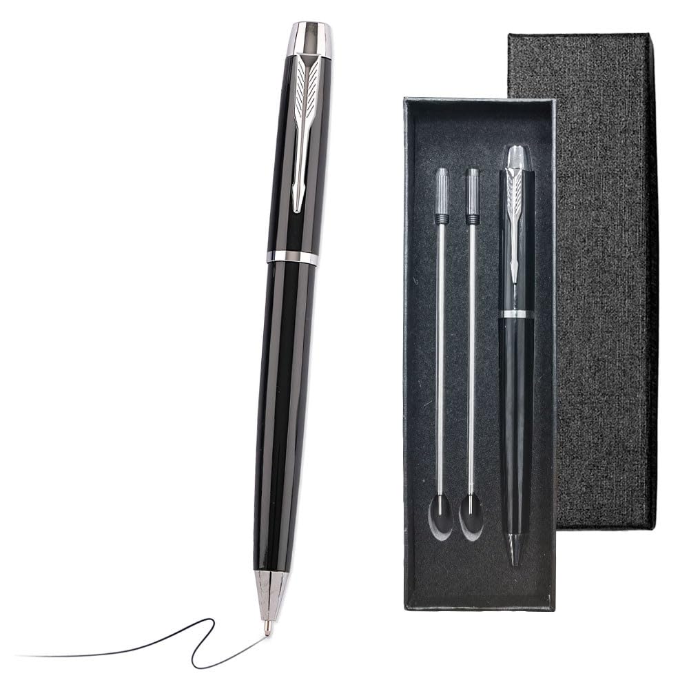 Belegao Ballpoint Pen with 2 Refills & Box 0.7mm Black Ink Metal Nice Pens