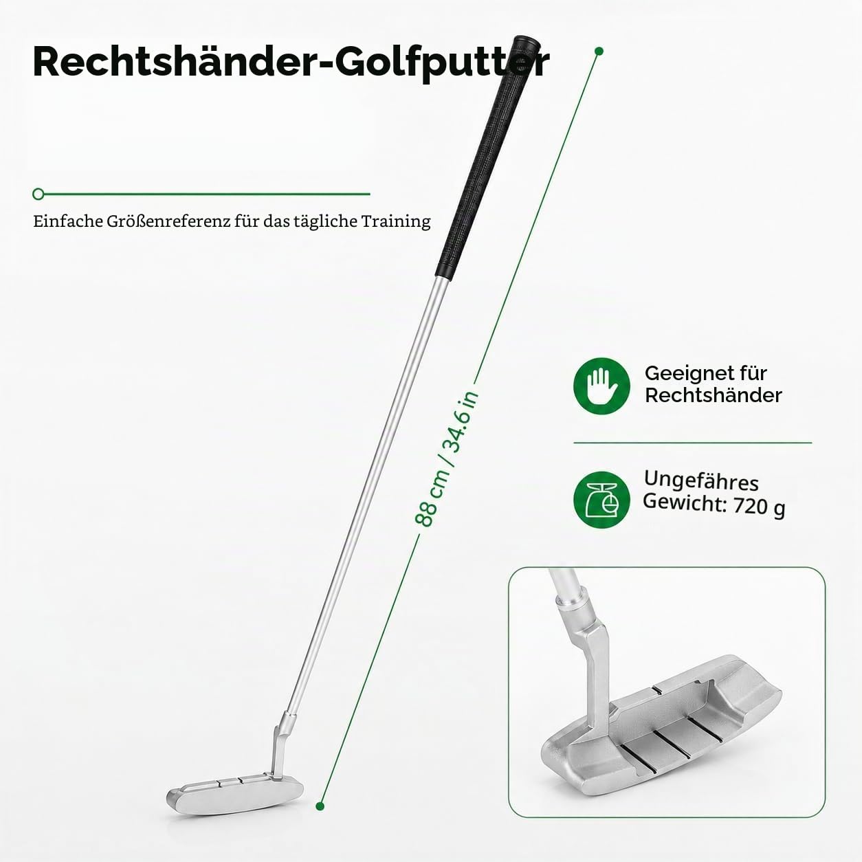 Putter Golf, Golfschläger, Golf Büro Set, mit Alu-Putter, Torständer aus Holz, Gummibällen und PVC-Tragetasche, für Indoor oder Outdoor Golftraining