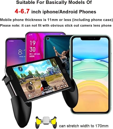 Miniatura 5 de Mobile PUBG Game Controller Handle Grip With Cooling Fan Triggers Phone L1R1 Trigger Cooler Gamepad With Radiator For Phone iPhone Android iOS