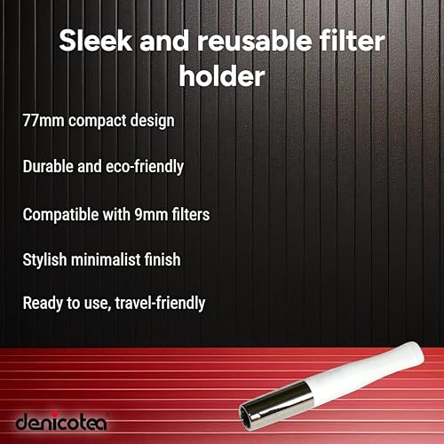 Miniatura 3 de Denicotea Soporte para cigarrillos de 3.031 in, punta blanca plateada, compatible con filtros de 0.354 in