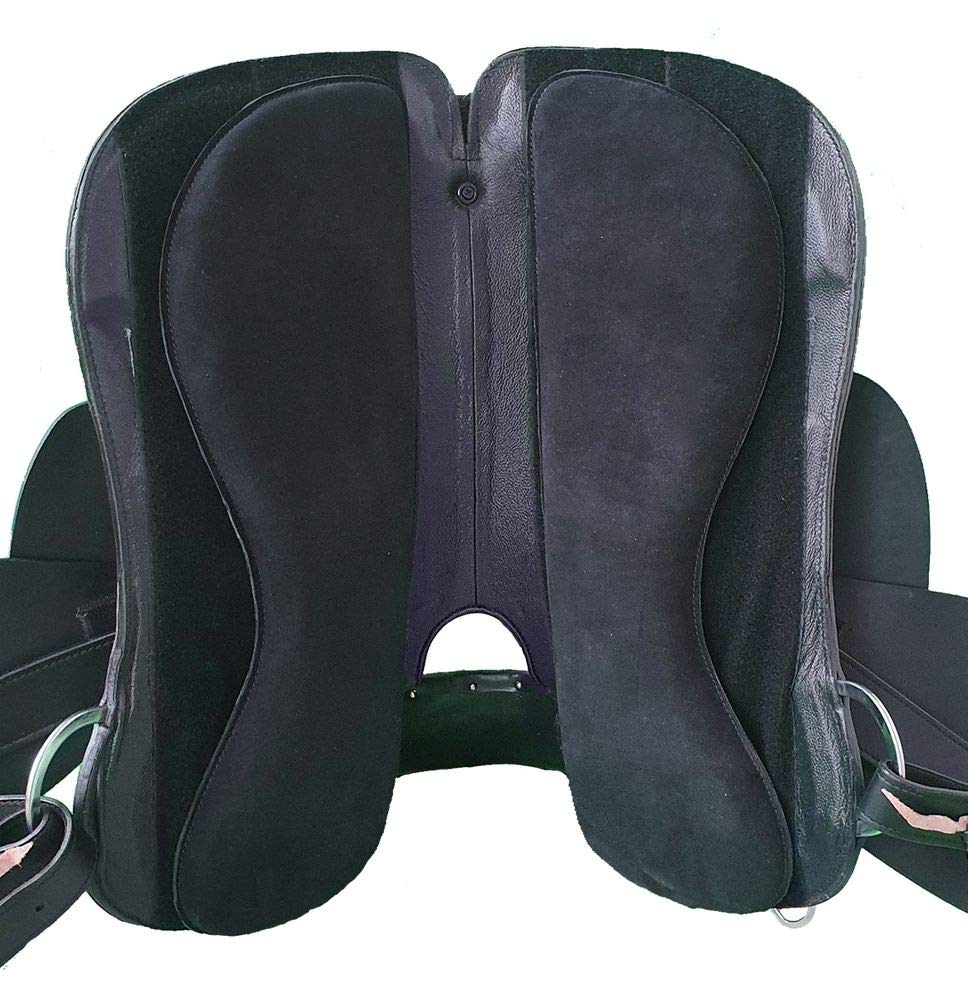 A&M Reitsport Omaha Selle western sans arceau en cuir de buffle Noir Taille : 17"