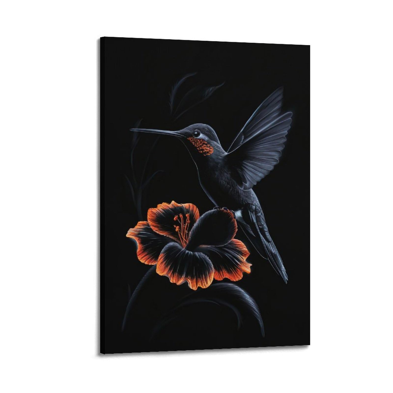 WPHSFX Animal Poster Black Hummingbird Poster Decorative Painting Canvas Wall Posters And Art Picture Print Modern Family Bedroom Decor Posters 20x30inch(50x75cm)