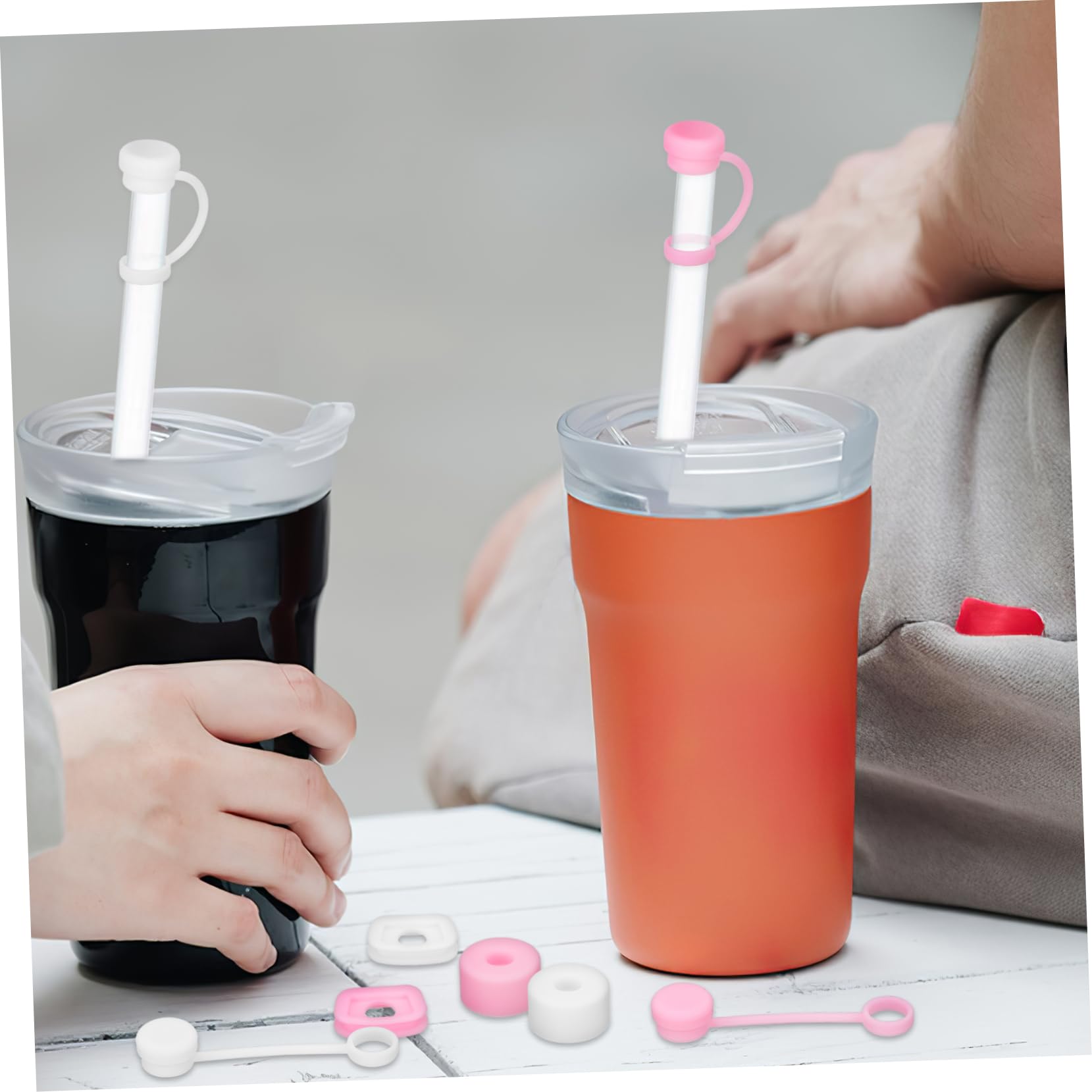 LALADEFIEE 12pcs Straw Spill Stoppers for Tumblers Leak Tumbler Accessories Cute Colors Easy to Use for Travel for Straw Drinkers