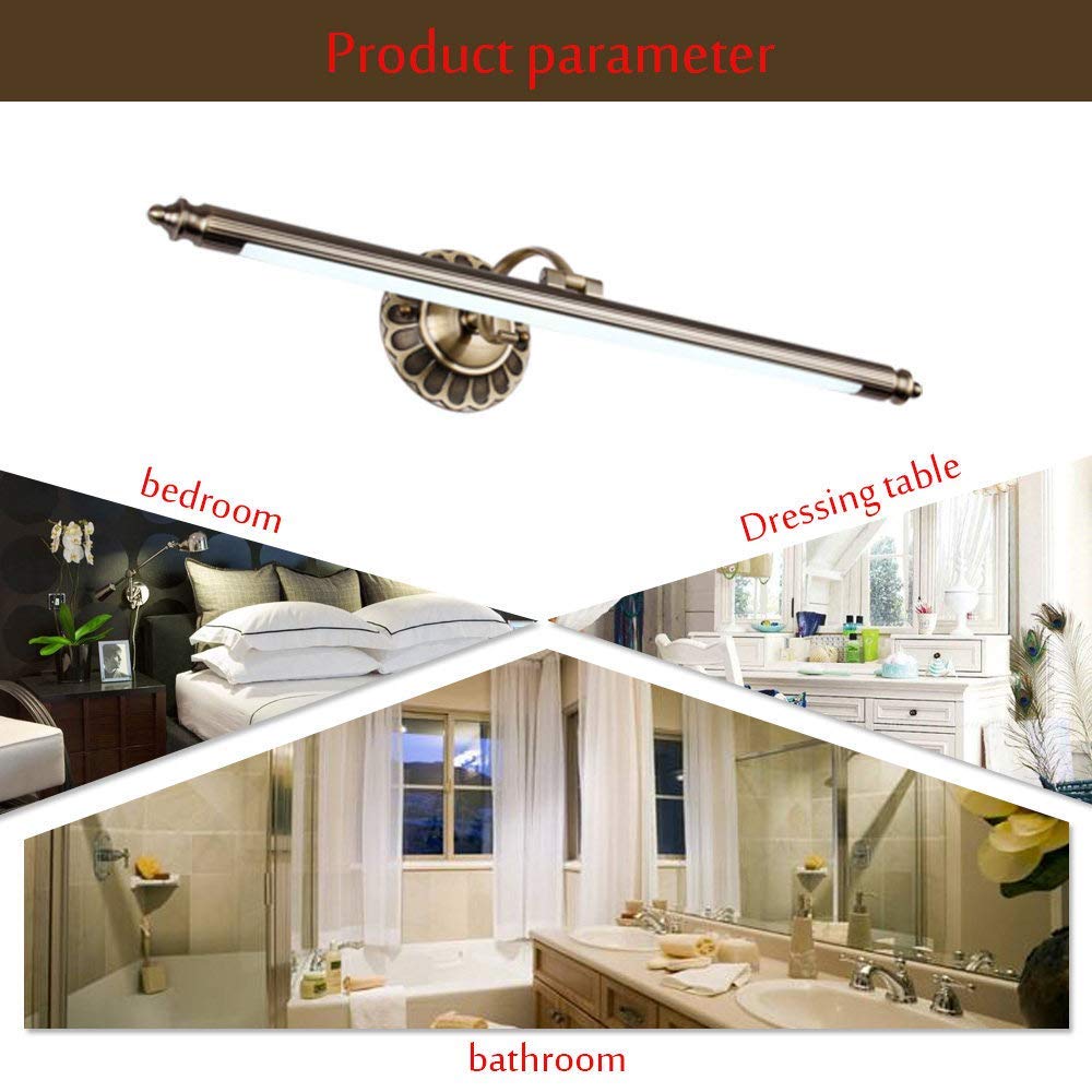 Badezimmerleuchte, Retro, Spiegellampe, LED, Vintage, Badezimmerbeleuchtung, Wandleuchten aus Bronze, Dekoration für Schrank,