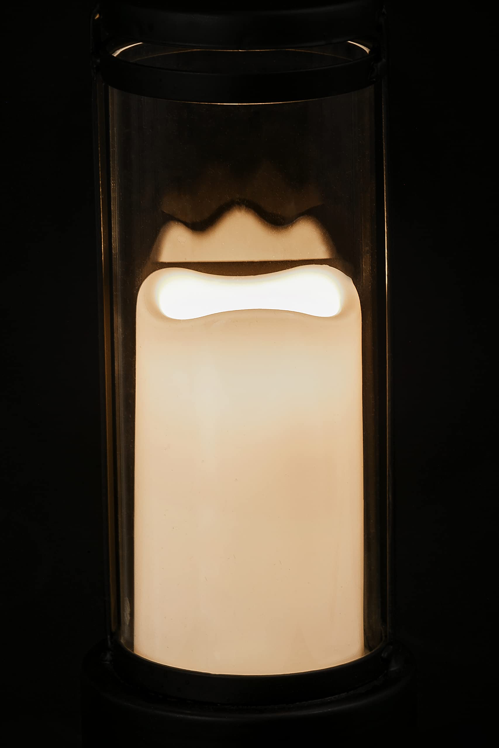 Dehner Lampa nagrobna z oświetleniem LED, Ø 12 cm, wysokość 27 cm, żelazo/szkło, kremowa