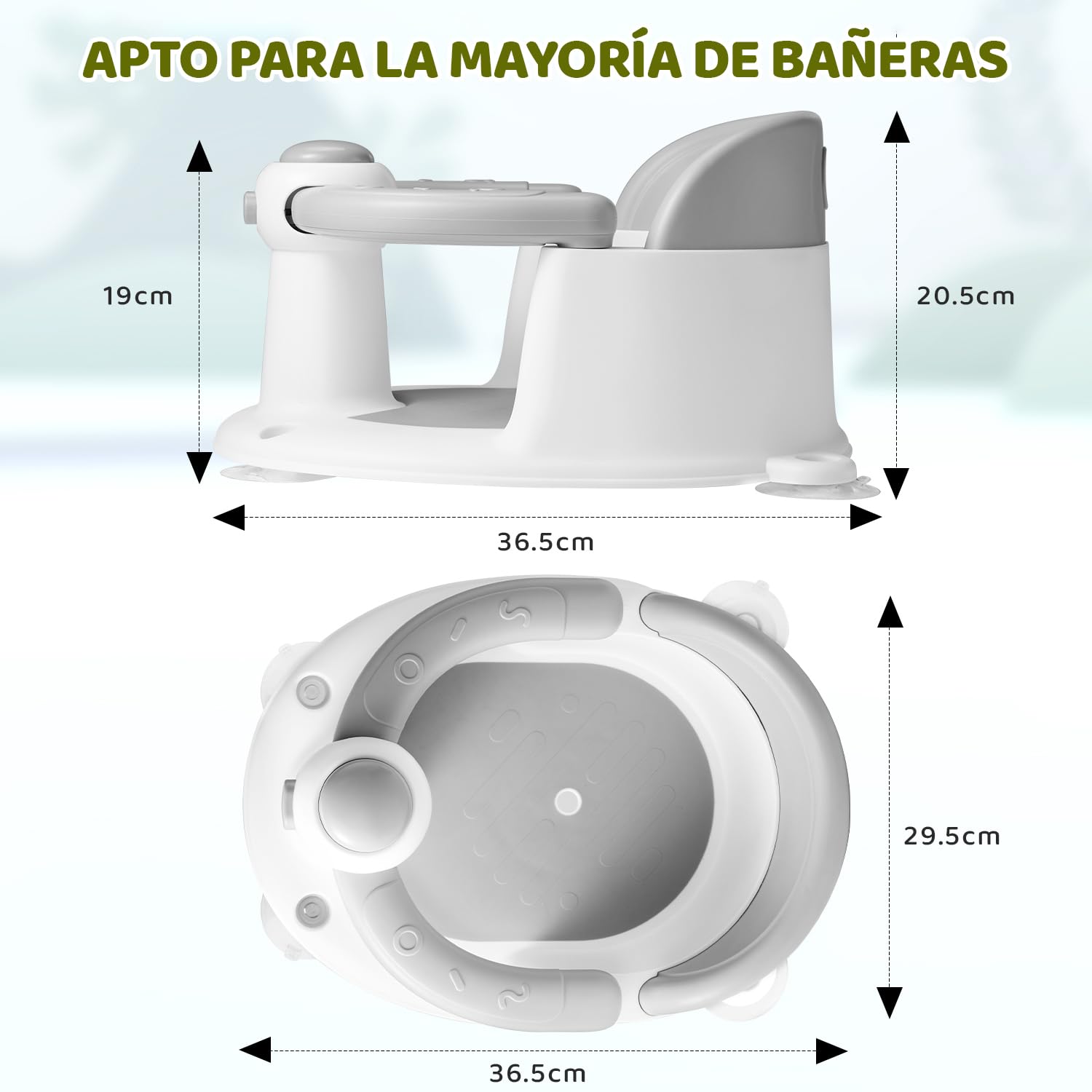 Asiento de baño para bebé, asiento de bañera para bebés de 6 meses en adelante, esencial para el baño del bebé, gran regalo de baby shower para recién nacidos y nuevas madres
