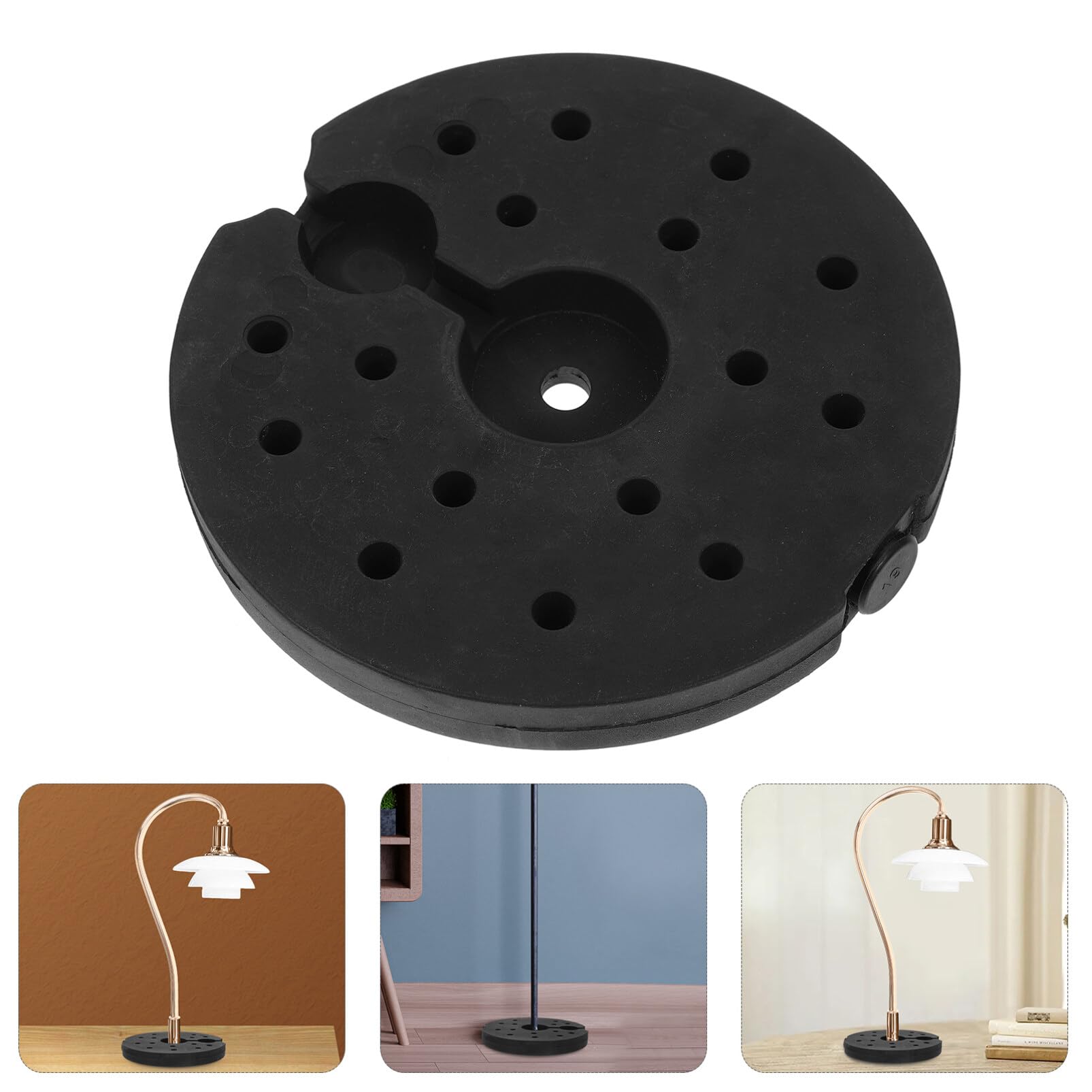 Base lestée métallique pour lampe – Socle stable 19 x 19 x 2 cm, contrepoids de remplacement pour lampadaire, lampe de bureau et autres luminaires