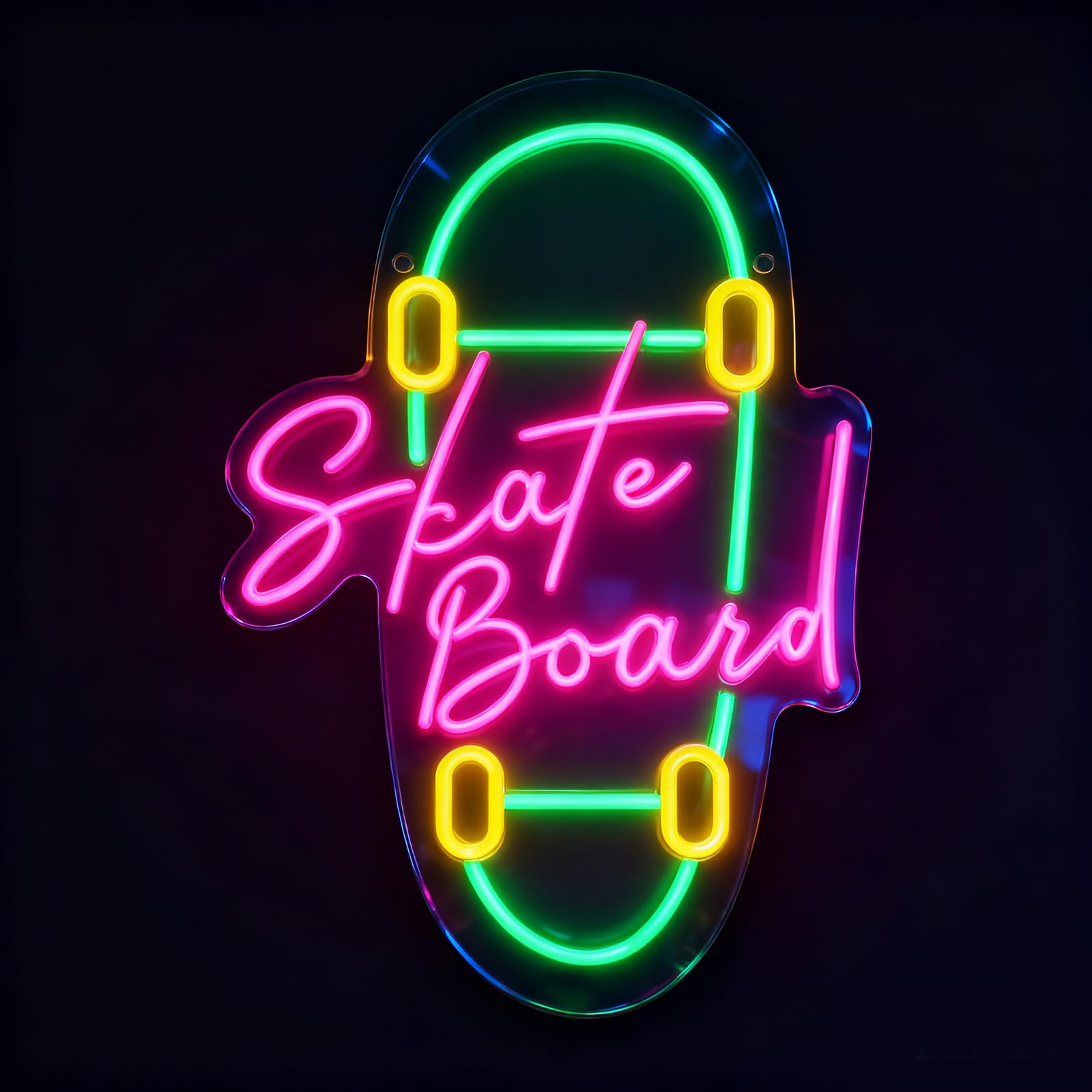 Skateboard Neon Sign for Wall Decor Vibrant Skateboard LED Neon Light Dimmable USB for Skate Shops Trendy Boutiques Sports-Themed Bars Extreme Sports Parks Gaming Rooms(14.2 x 9.8inch)