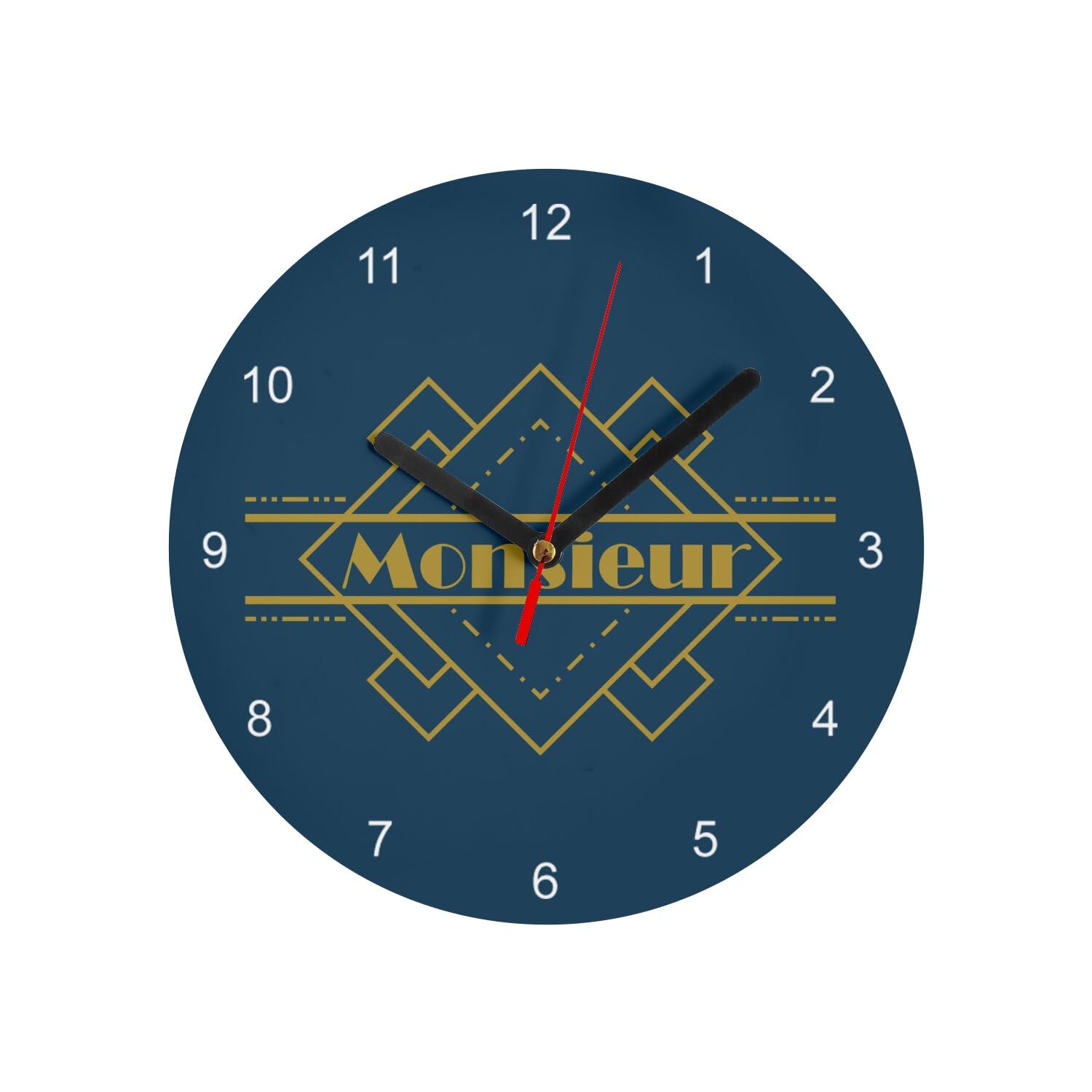 Horloge murale en verre bleu Monsieur de 20 cm pour salon chic