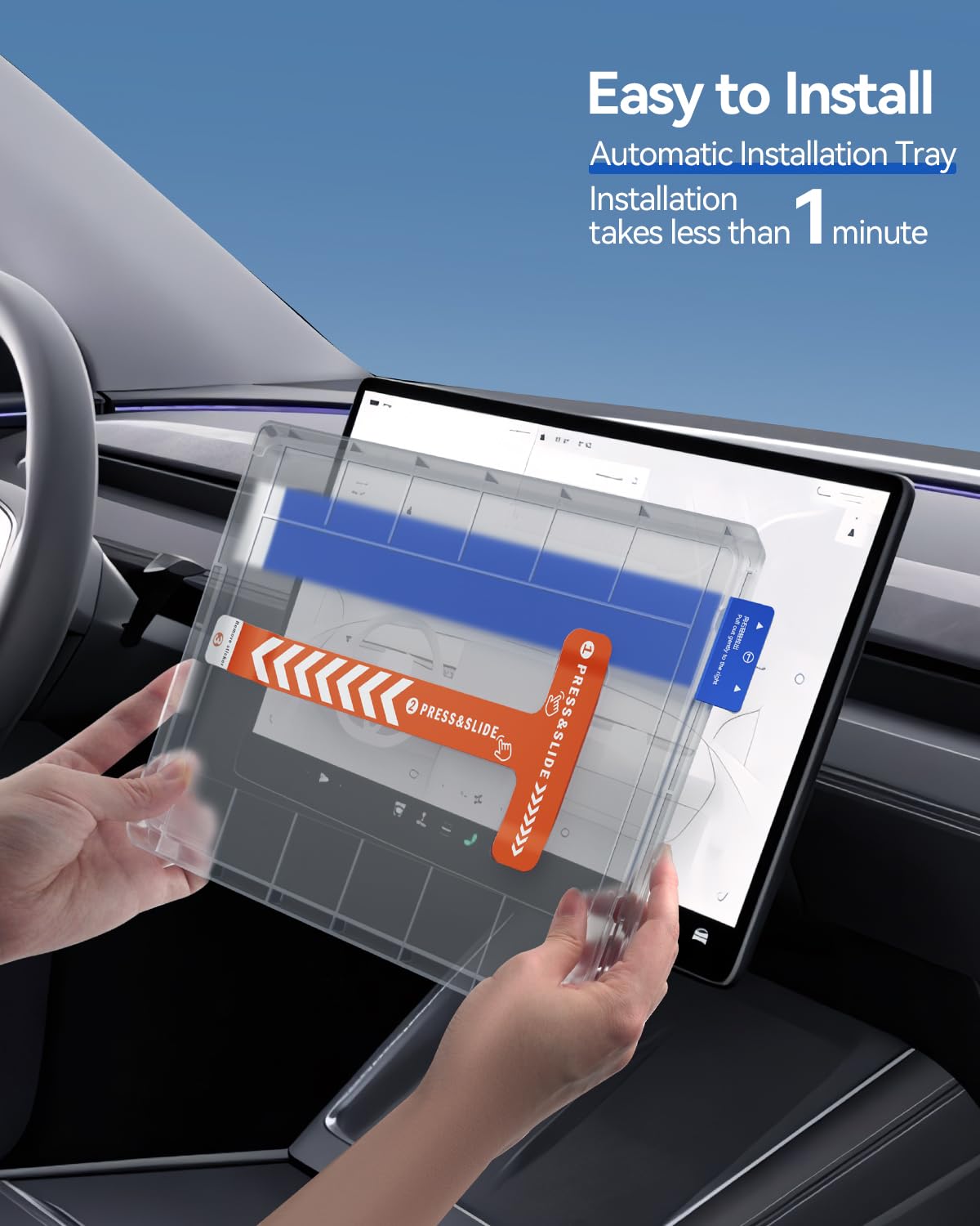 HD Série 2 Pièces 16" + 8" Film Protecteur pour Tesla Model Y 2026 Premium/Performance, Avant Et Arrière Écran 9H Verre Trempé Écran de Protection avec Kit d’Installation