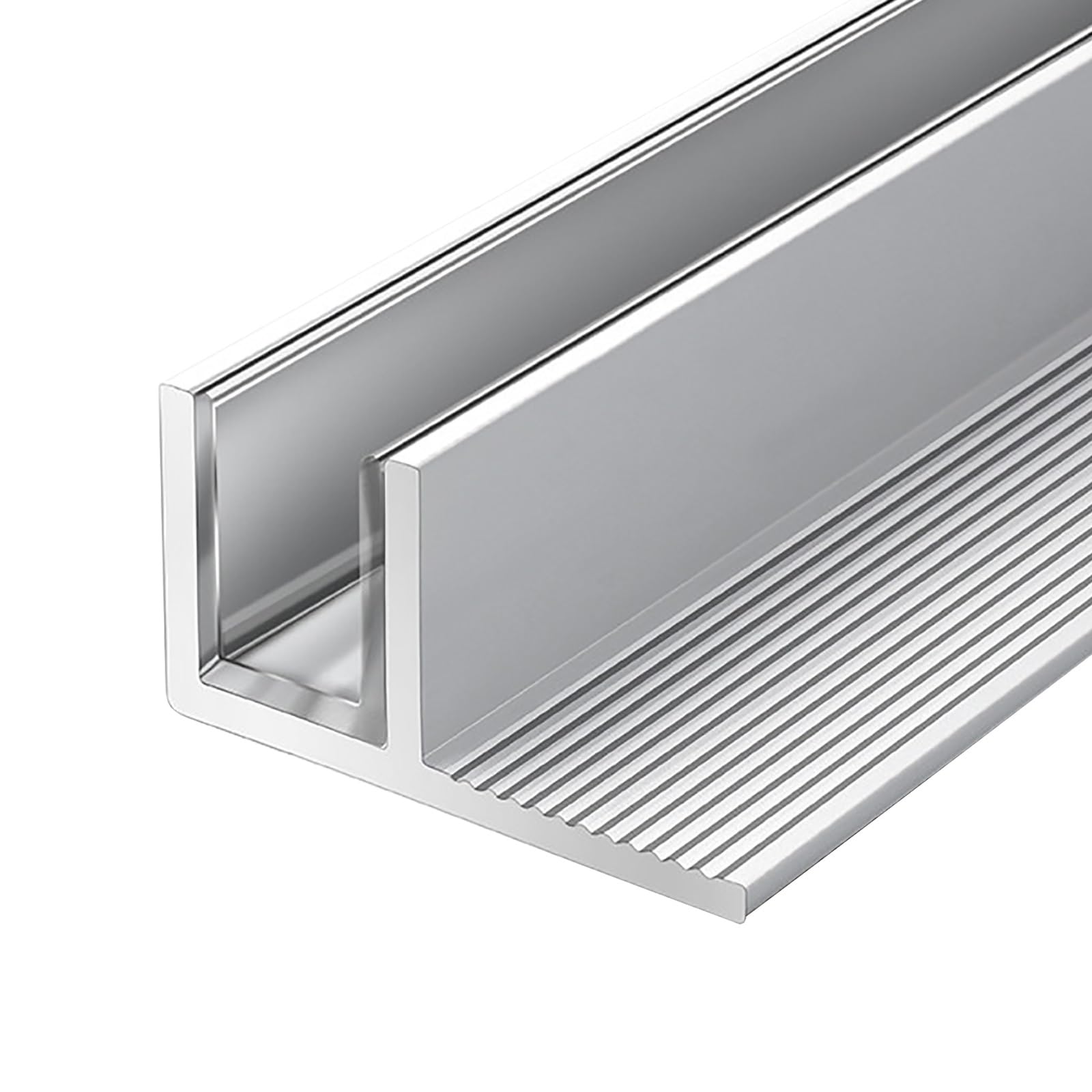 SRNSAEB Matte Black Shower Glass Panel Channel, Wall Floor Embedded Fixed Glass Deep U-Channels/Aluminum Profile, Frameless Bathroom Enclosure Guide for Kitchen Hotel(Silver,60in/152.4cm)