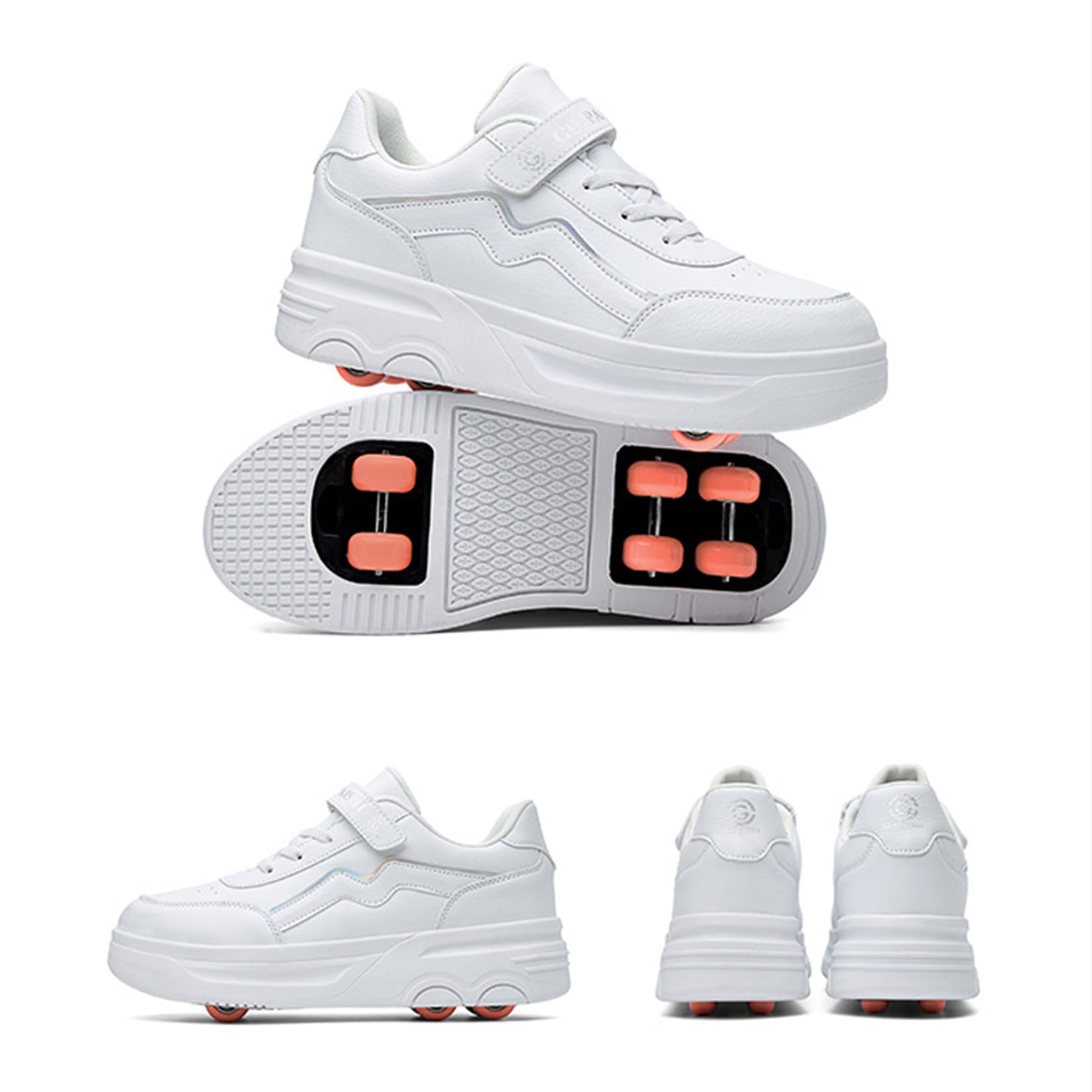 Chaussures à roulettes pour garçons et Filles 2 en 1 Basket a Roulette Chaussures Qui se transforment en Roller avec 4 Roues pour Adolescents et Adultes