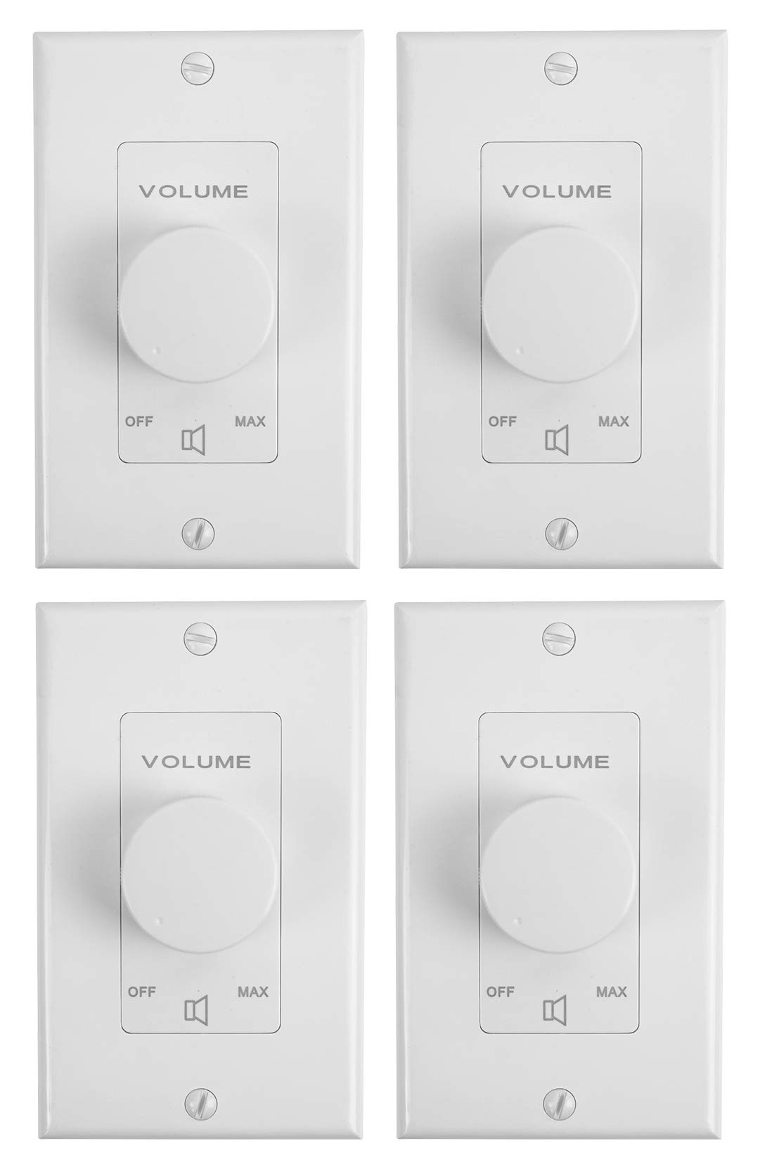 (4) Rockville VOL70100 White 100 Watt 70v Wall Volume Control Zone Controller Box
