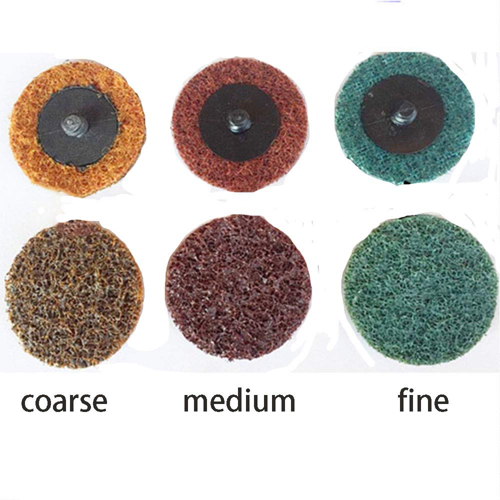 SagaSave Set di 42 dischi abrasivi in ossido di alluminio, nylon, grana media fine, cambio rapido, compatibili con smerigliatrice angolare, blu, marrone, rosso