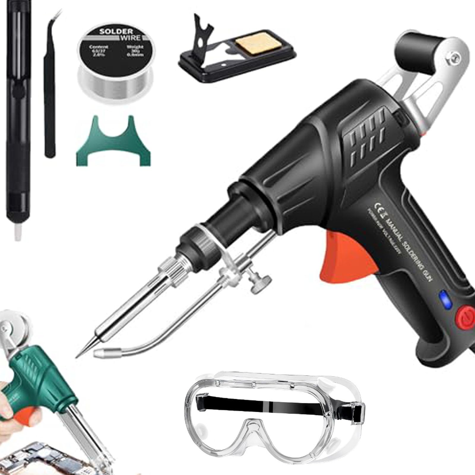 3 en 1 Soldadura de Corte de eliminación de óxido, Herramientas de Soldadura con láser Industrial con calefacción Internacional, Juego de Pistola de Soldadura de Hierro multifunción (Negro)
