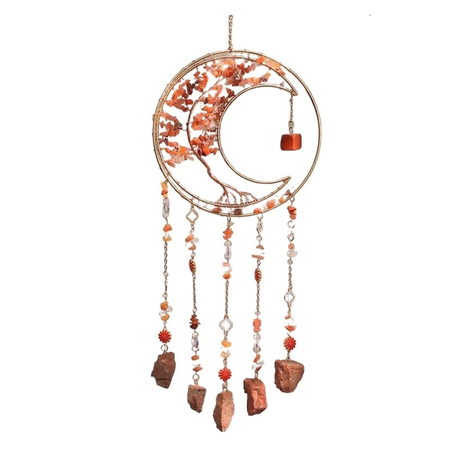 Crystal Sun Catcher Natural Stone Gems Agate Quartz Amethyst Citrine Suncatcher Moon Dream Catchers Hanging Home Decor Gift For Bedrooms(Color6)