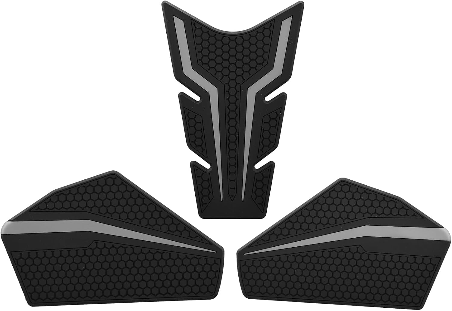 Motorcycle Non-Slip Rubber Gas Tank Pads with Knee Grips - 3-Piece Traction Side Protectors Compatible with Yamaha MT-25/MT-03 (2020-2025) Tank Pad (Gray)