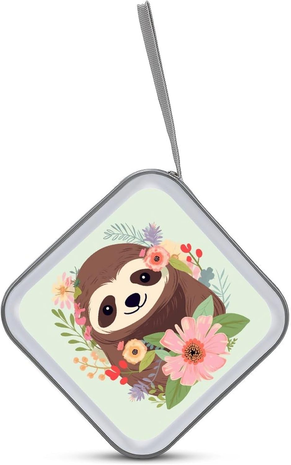 Sloth And Flowers CD Case Binder for Travel Car DVD Storage Box with Handles Fashion DVD Storage Case Cover CD Storage Binder for Movie Music Audio Disks 40 Disc Units image 3
