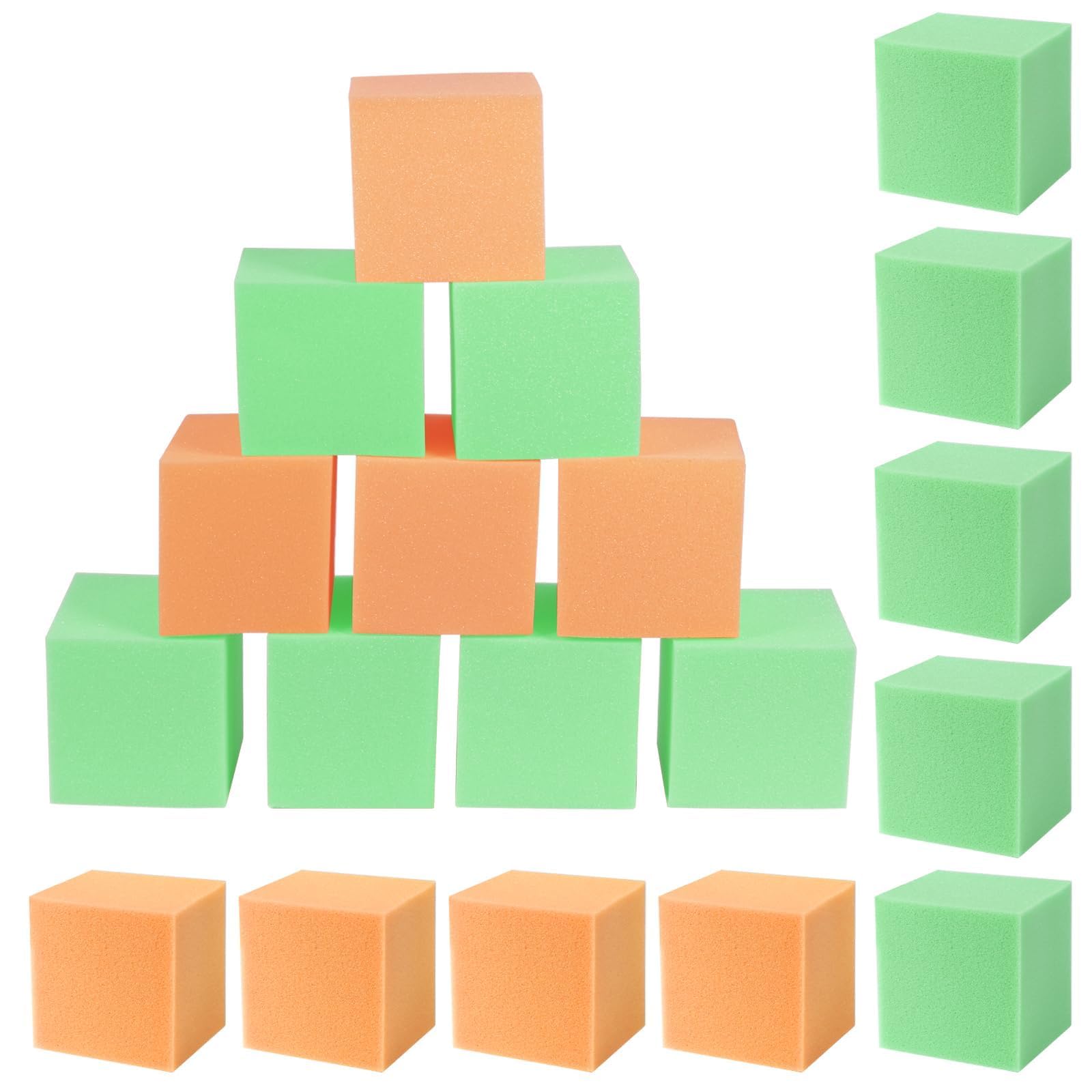 FUBOTRAD Foam Pit Blocks - 24PCS 5" x 5" x 5" Tangerine & Green - Gymnastics, Freerunning, Parkour - Safety Equipment