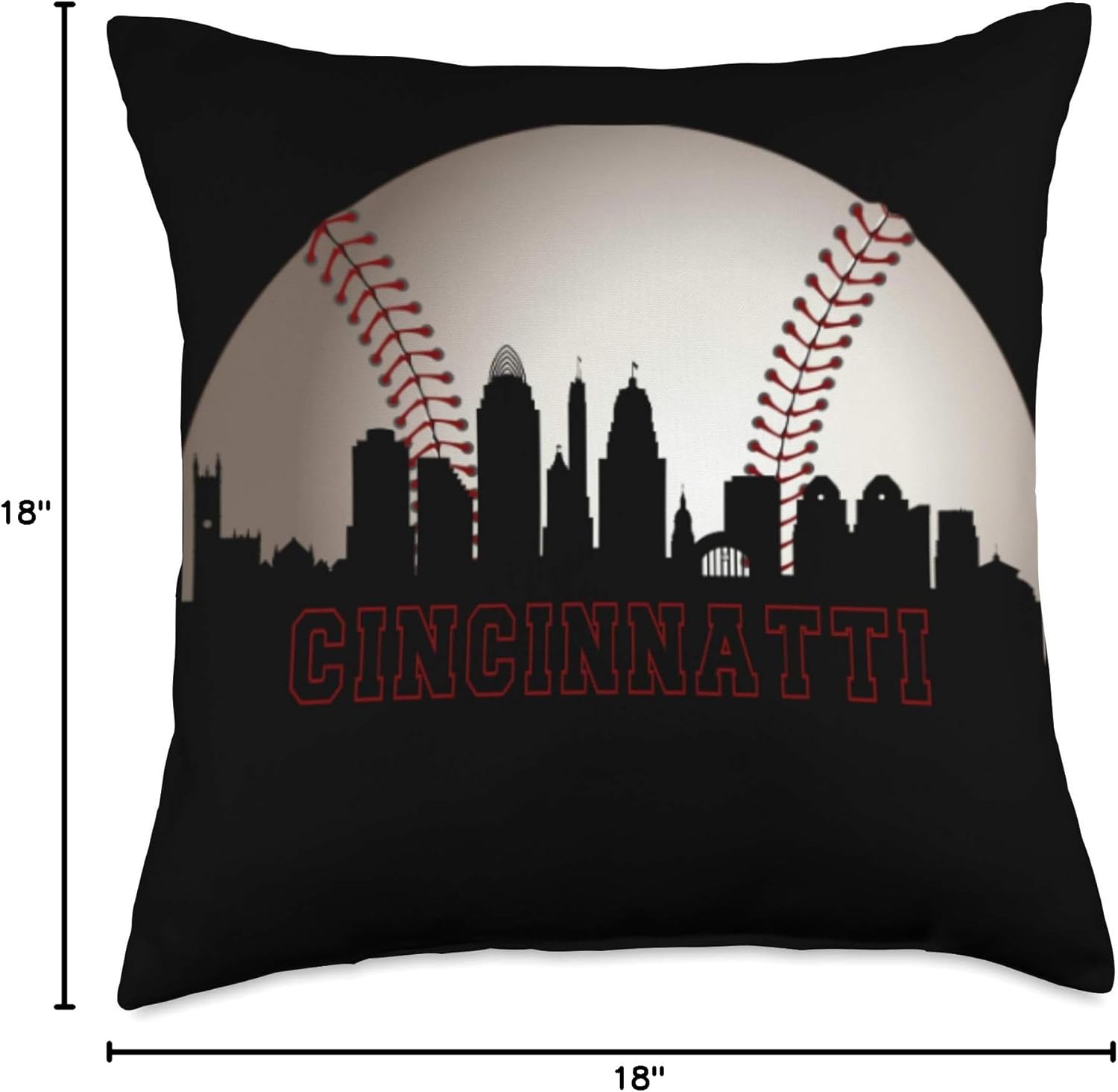 Cincy Baseball Downtown Cincinnati Ohio Skyline Home Art Throw Pillow