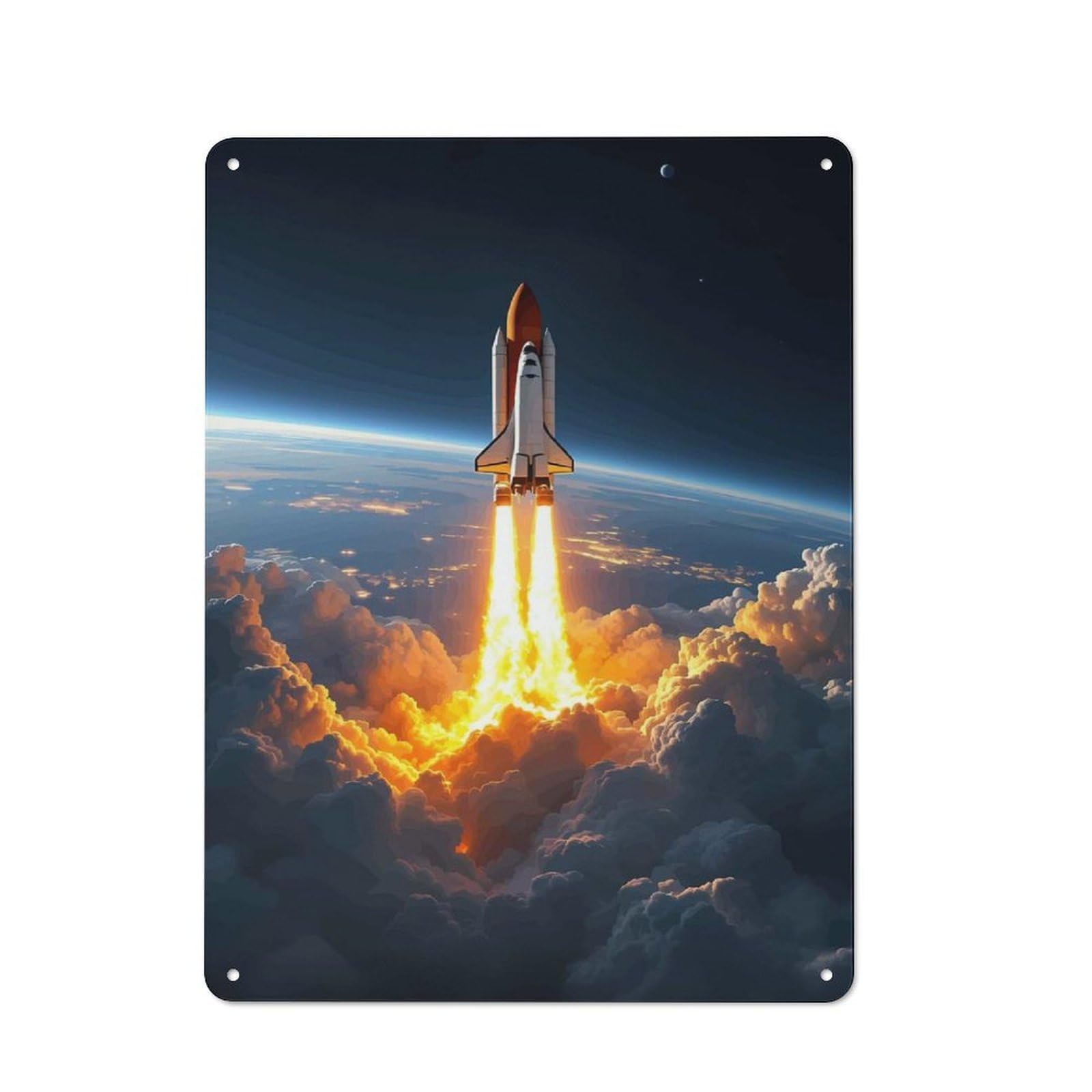 Junmoney Style-7 Space Shuttle Launch Retro Metal Sign 40X30cm For Dining Room Or Kitchen, Suited To Dining Room Decor Fans