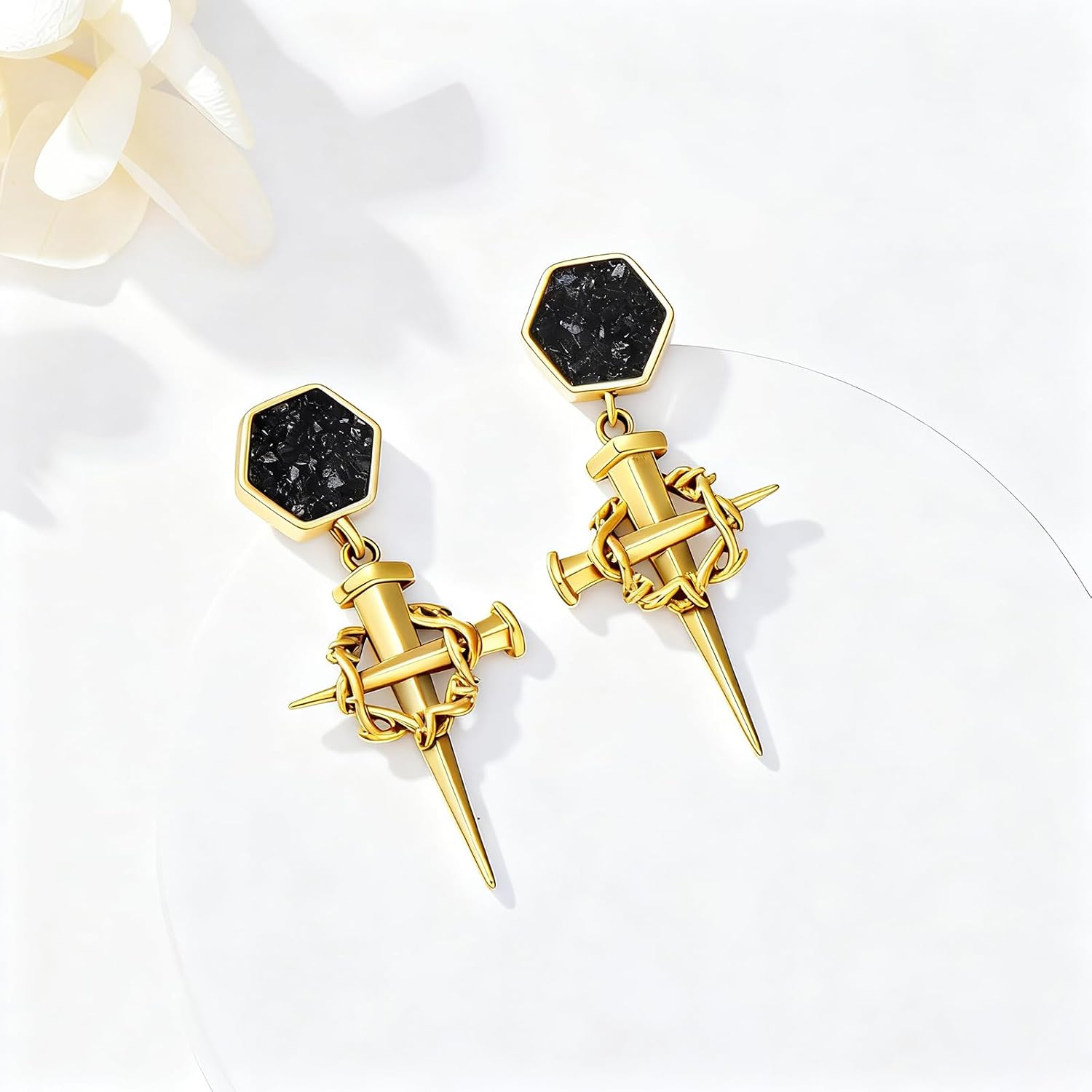 Viking Earrings for Men Women, 925 Sterling Silver, Black Onyx Stud Earrings, Jewelry Gifts for Men Women