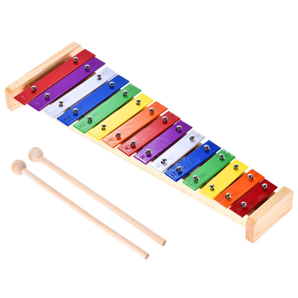Festnight Glockenspiel, 15 Tones Glockenspiel for Kids Colorful Wooden